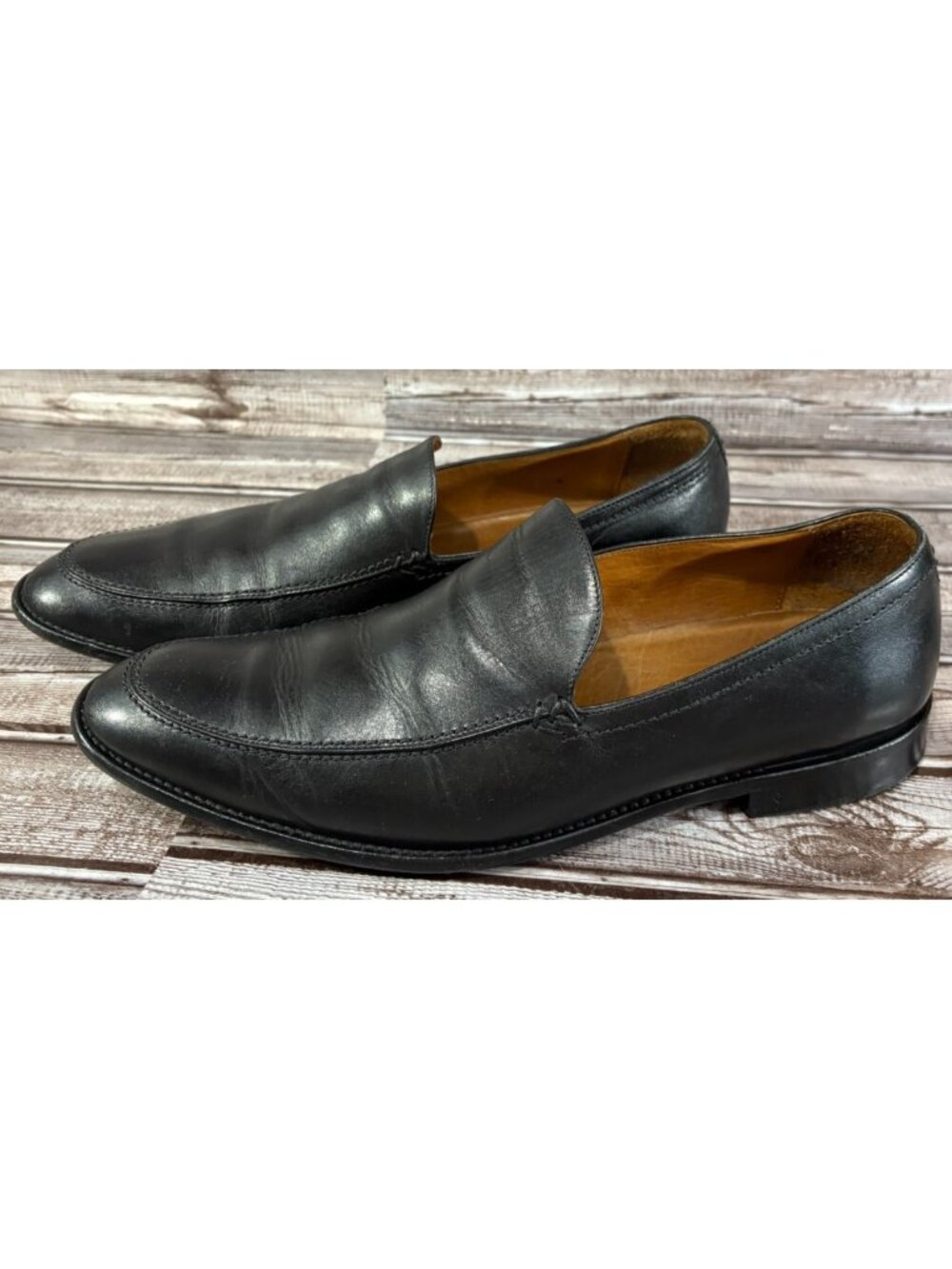 John Varvatos Collection Venetian Leather Loafers sz 9.5 c: Black Handmade Italy